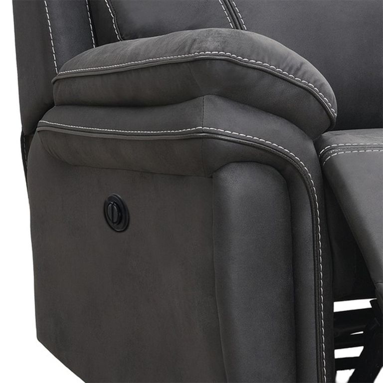 Richmond Electric Recliner Armchair - Charcoal - Leather Look Fabric