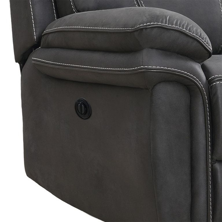 Richmond Electric Recliner Sofa - 2 Seater - Charcoal - Leather Look Fabric