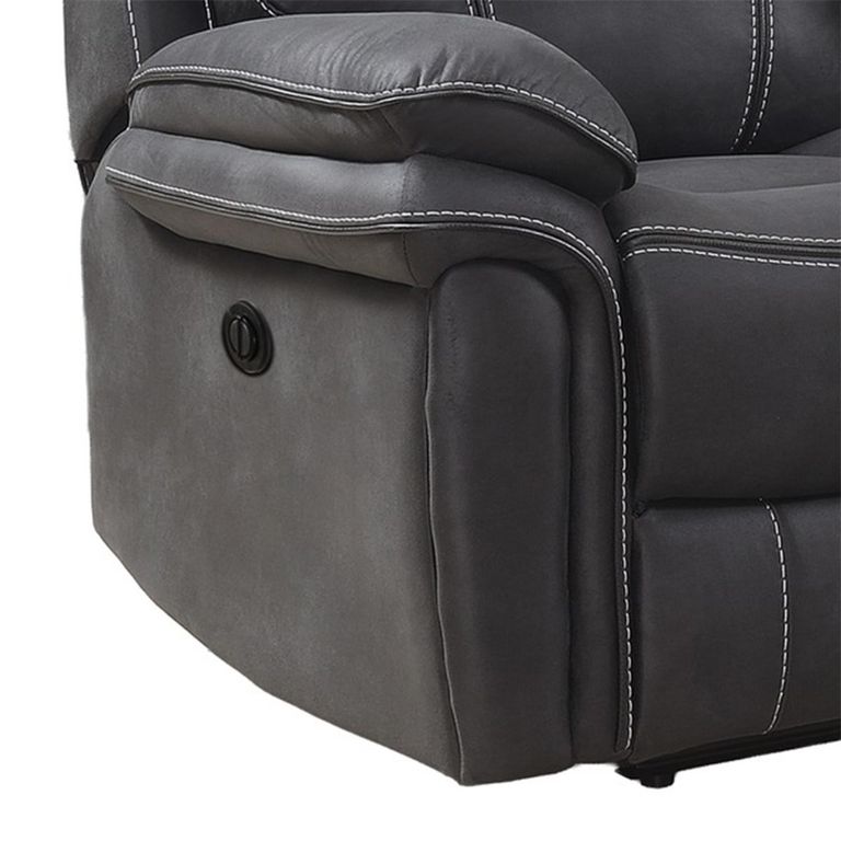 Richmond Electric Recliner Sofa - 3 Seater - Charcoal - Leather Look Fabric