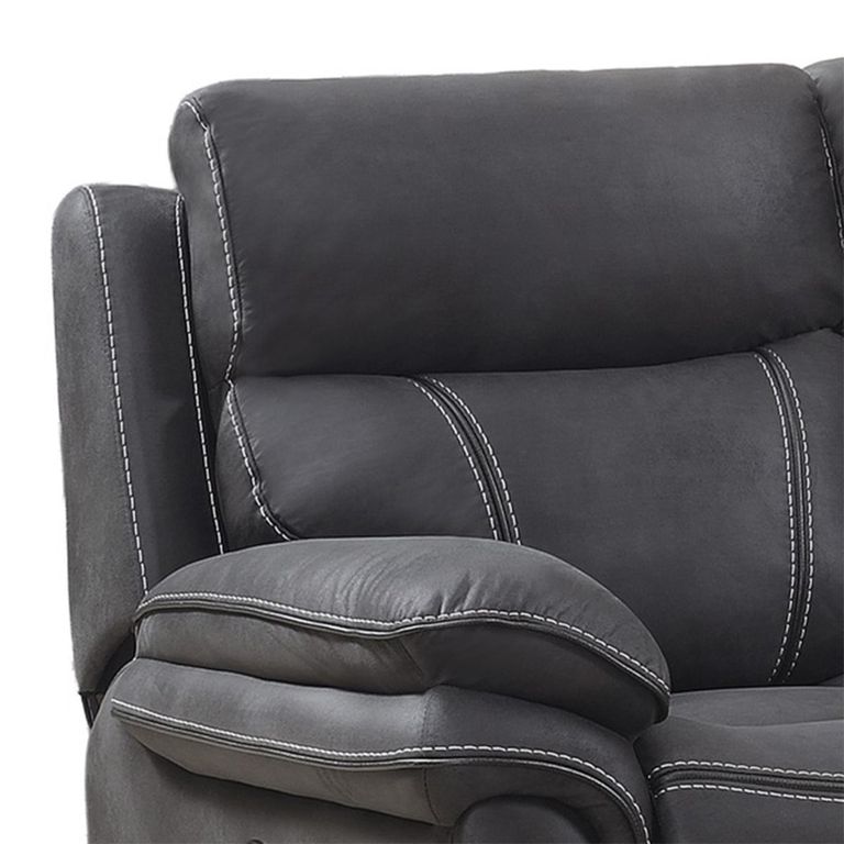 Richmond Electric Recliner Sofa Suite - 3+1+1 Seater - Charcoal - Leather Look Fabric