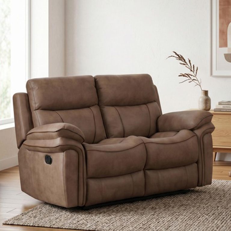 Richmond Manual Recliner Sofa - 2 Seater - Sahara - Leather Look Fabric
