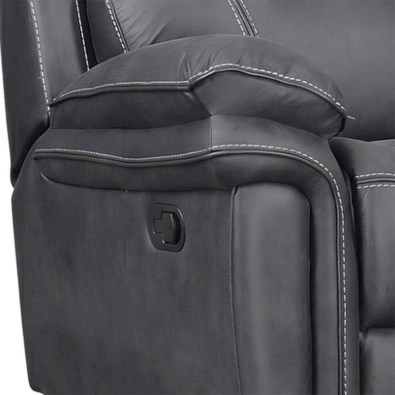Richmond Manual Recliner Sofa - 2 Seater - Charcoal - Leather Look Fabric