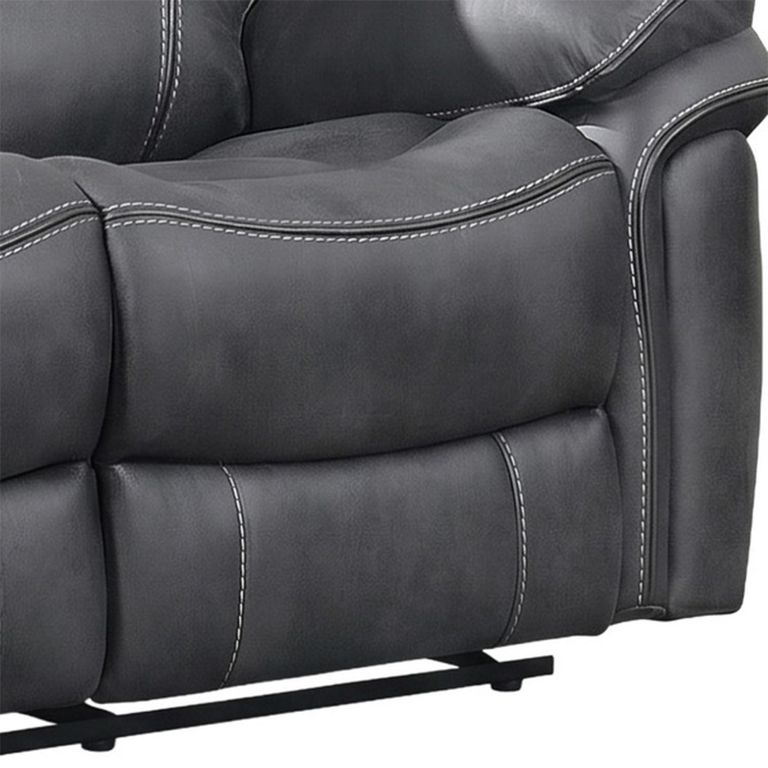 Richmond Manual Recliner Sofa - 2 Seater - Charcoal - Leather Look Fabric