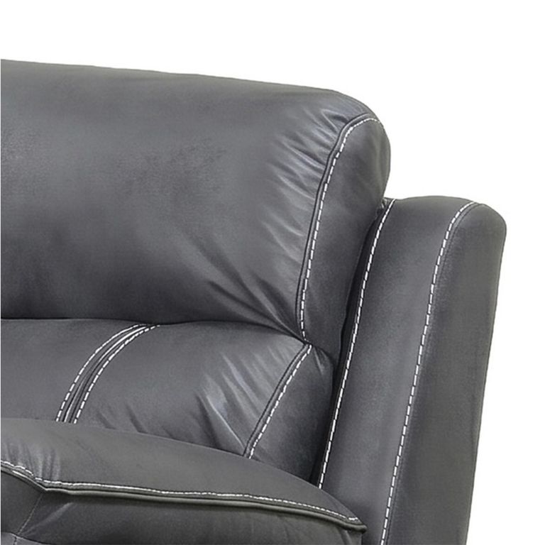 Richmond Manual Recliner Sofa - 3 Seater - Charcoal - Leather Look Fabric