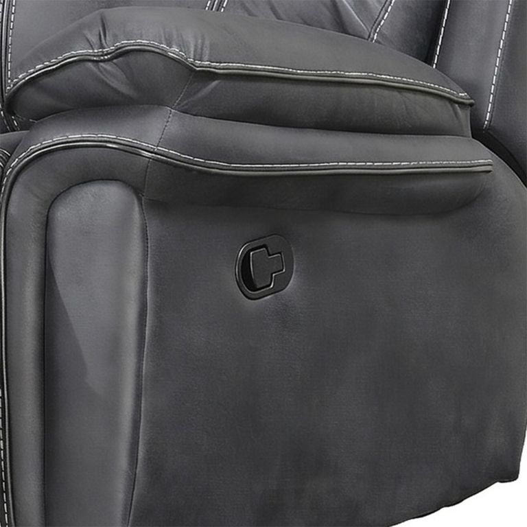 Richmond Manual Recliner Sofa - 3 Seater - Charcoal - Leather Look Fabric