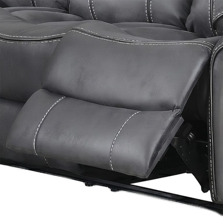 Richmond Manual Recliner Sofa - 3 Seater - Charcoal - Leather Look Fabric