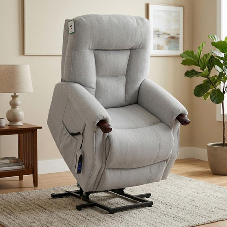 Astoria Electric Lift & Tilt Armchair - Dual Motor - Silver - Fabric