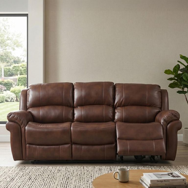 Farnham Power Electric Recliner Sofa - 3 Seater - Tan - Leather