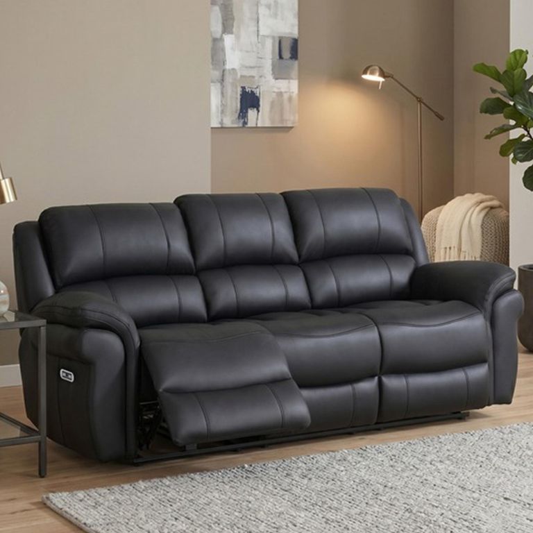 Farnham Ultra Electric Recliner Sofa - 3 Seater - Black - Fabric