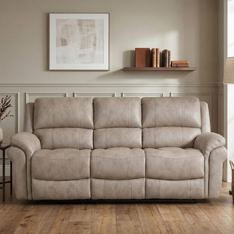 Farnham Ultra Electric Recliner Sofa - 3 Seater - Stone - Fabric