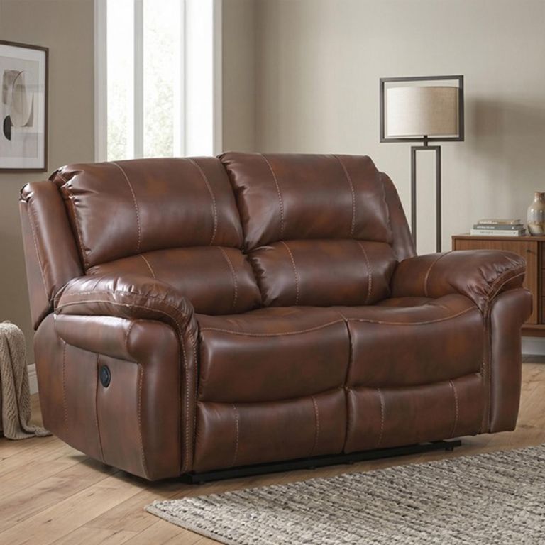 Farnham Power Electric Recliner Sofa - 2 Seater - Tan - Leather