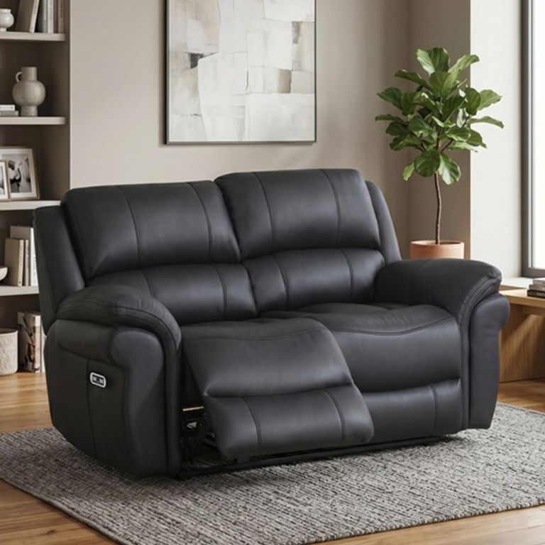 Farnham Ultra Electric Recliner Sofa - 2 Seater - Black - Fabric