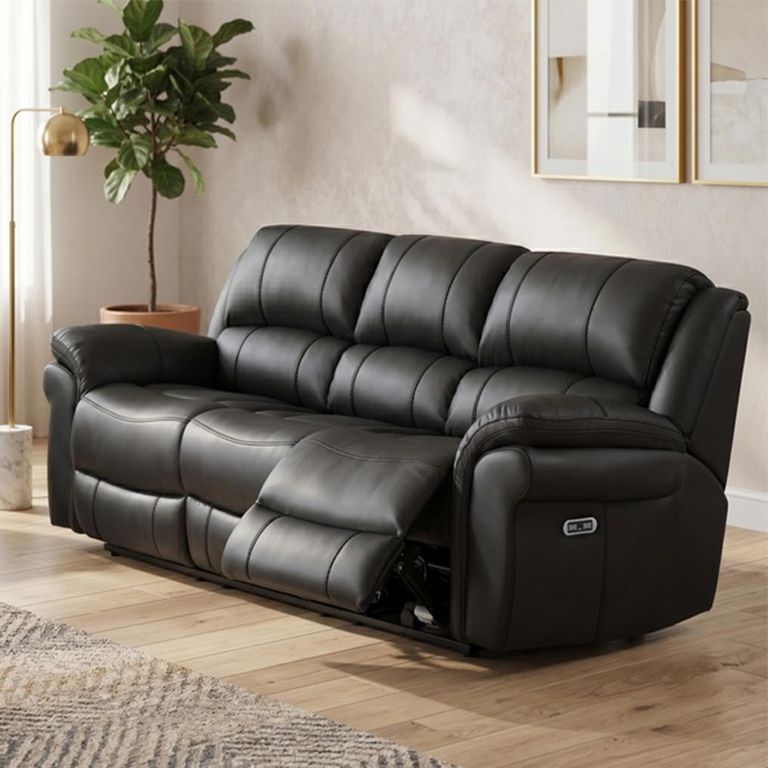 Farnham Ultra Electric Recliner Sofa - 3 Seater - Black - Fabric
