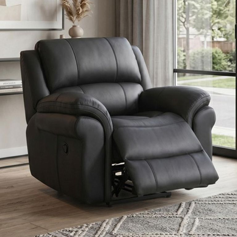 Farnham Ultra Manual Recliner Armchair - Black - Fabric
