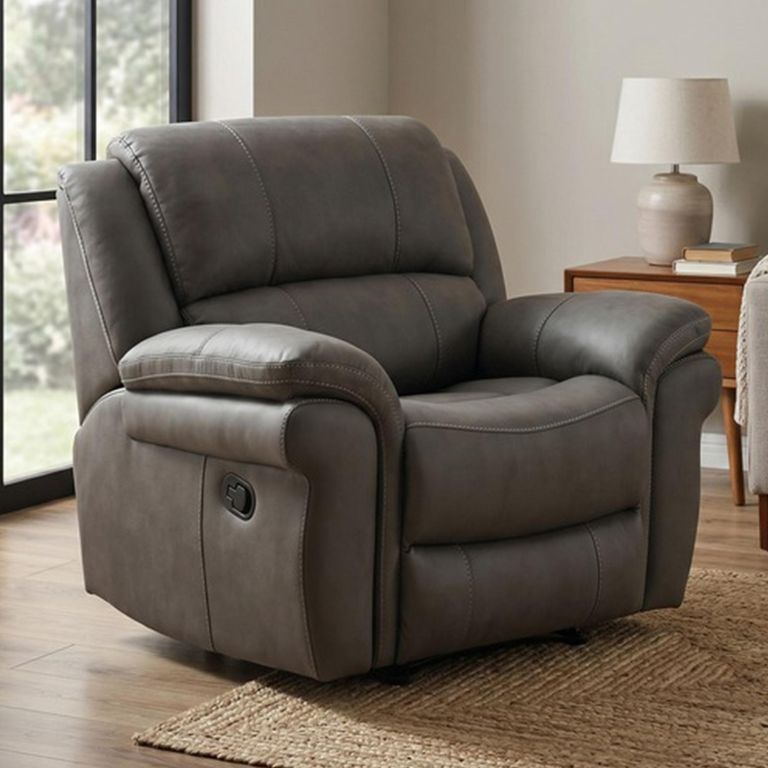 Farnham Ultra Manual Recliner Armchair - Grey - Fabric