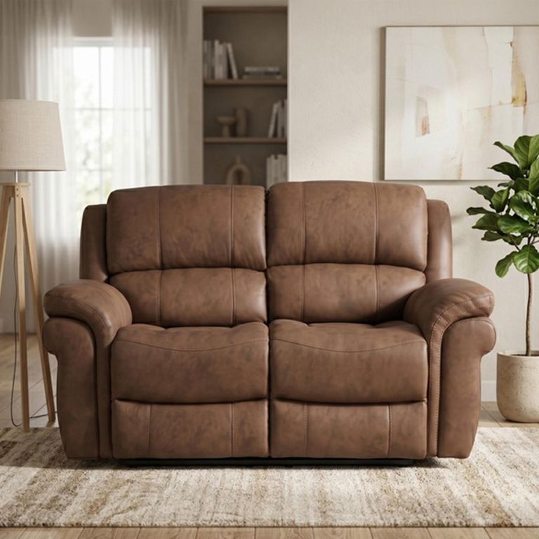 Farnham Ultra Manual Recliner Sofa - 2 Seater - Tan - Fabric