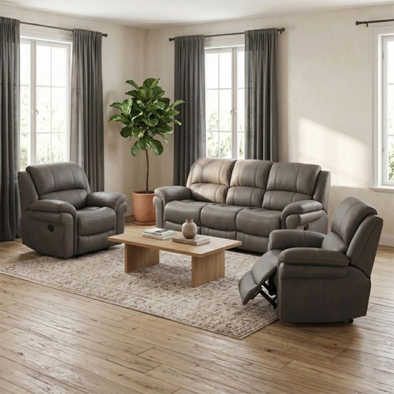Farnham Ultra Manual Recliner Sofa Suite - 3+1+1 Seater - Grey - Fabric