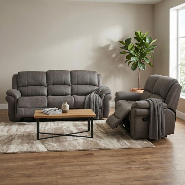 Farnham Ultra Manual Recliner Sofa Suite - 3+2 Seater - Grey - Fabric