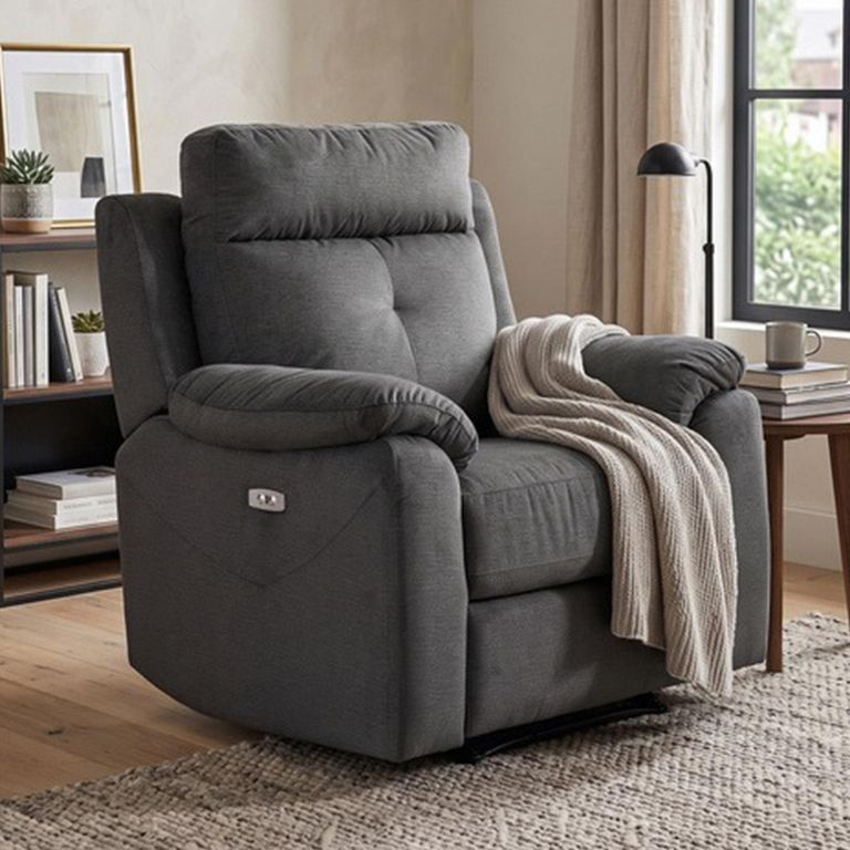 Palermo Electric Recliner Armchair - Anthracite - Fabric