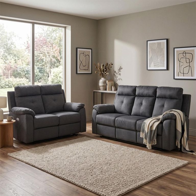 Palermo Electric Recliner Sofa - 3+2 Seater - Anthracite - Fabric