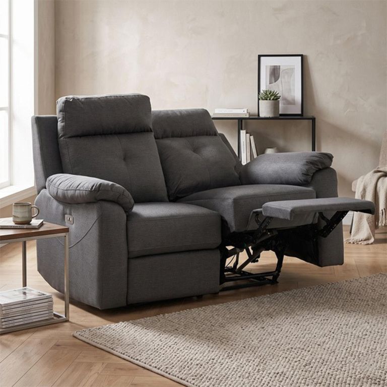 Palermo Electric Recliner Sofa - 2 Seater - Anthracite - Fabric