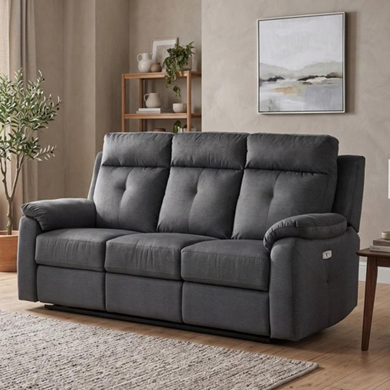 Palermo Electric Recliner Sofa - 3 Seater - Anthracite - Fabric