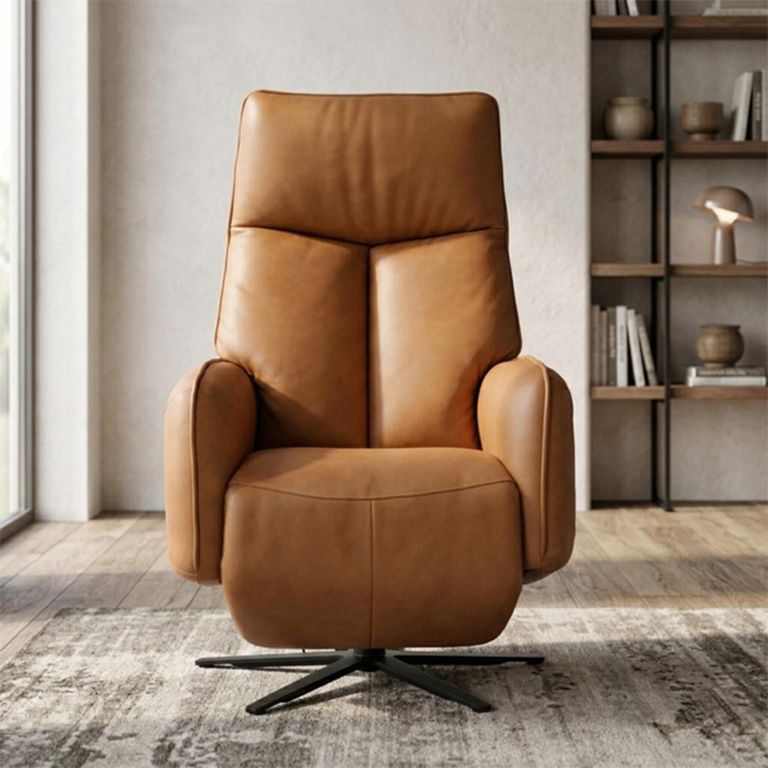 Prestige Swivel Recliner Armchair - Triple Motor - Camel - Leather