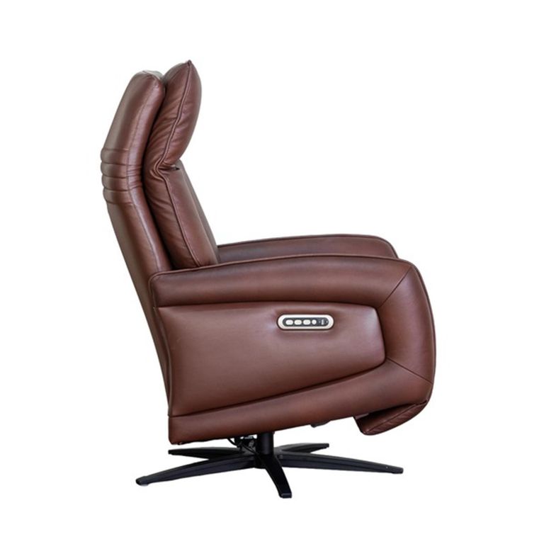 Prestige Swivel Recliner Armchair - Triple Motor - Dark Brown - Leather