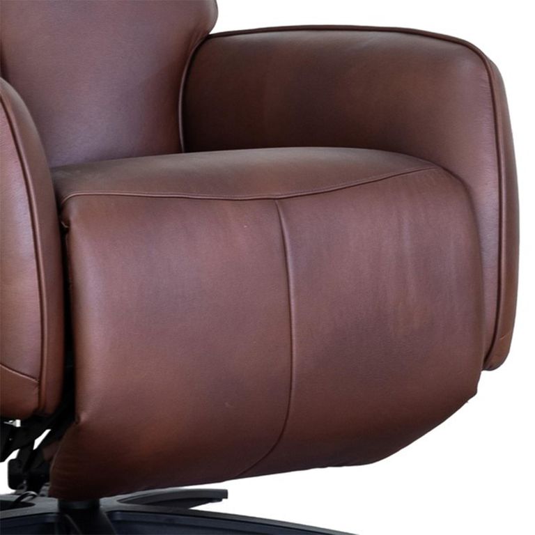 Prestige Swivel Recliner Armchair - Triple Motor - Dark Brown - Leather