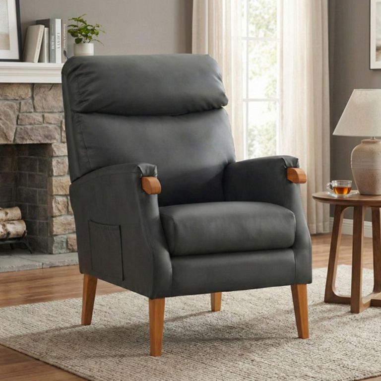 Faro Fireside Armchair - Grey - Faux Leather