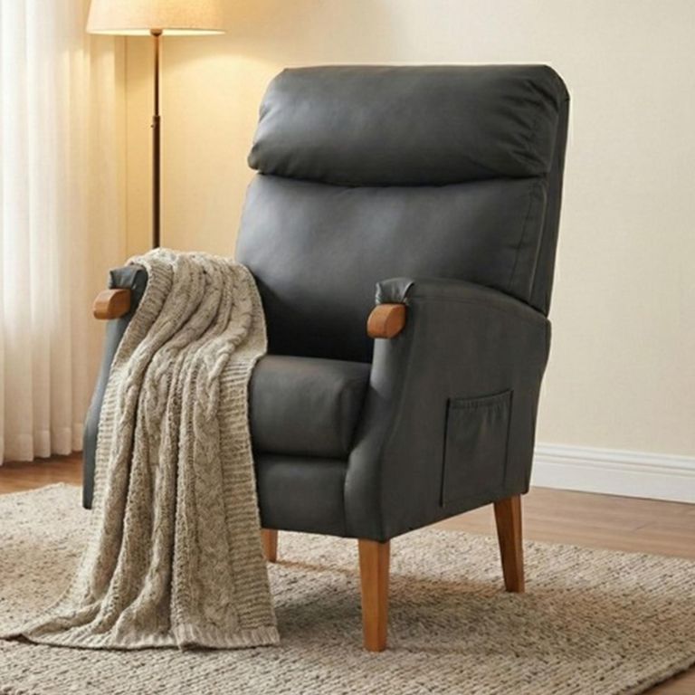 Faro Fireside Armchair - Grey - Faux Leather