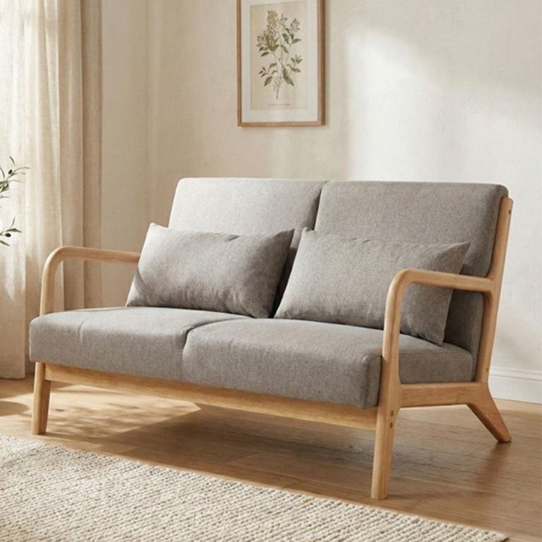 Hadley Sofa - 2 Seater - Stone Linen - Fabric and Wood
