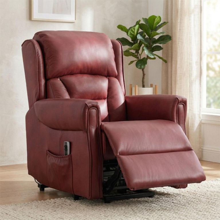 Sandringham Lift & Tilt Electric Recliner Armchair - Dual Motor - Burgundy - Leather