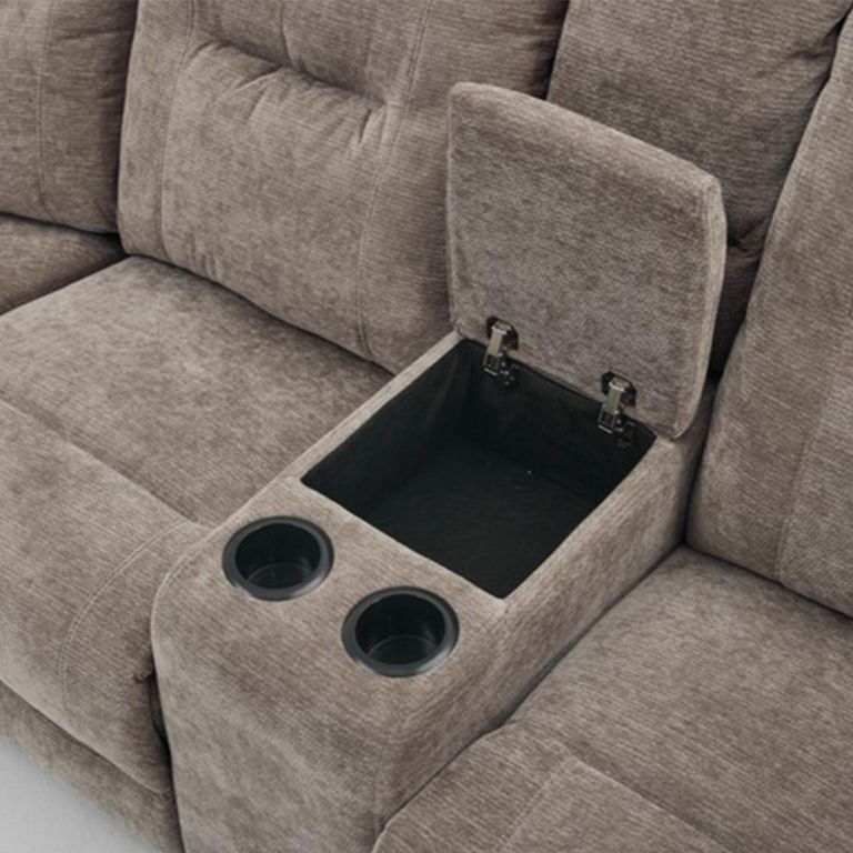 Cleveland Manual Recliner Corner Sofa - with Storage Console - Beige - Fabric