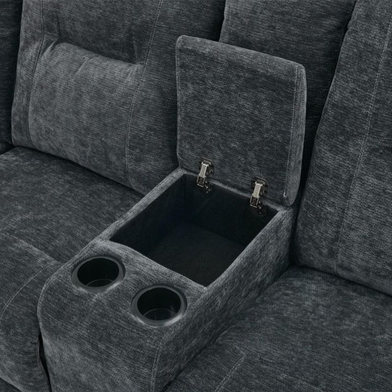 Cleveland Manual Recliner Corner Sofa - with Storage Console - Storm Blue - Fabric