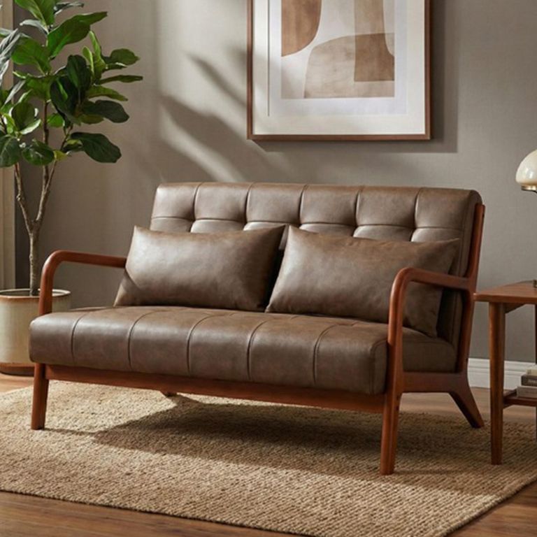 Juniper Sofa - 2 Seater - Brown - Faux Leather and Wood