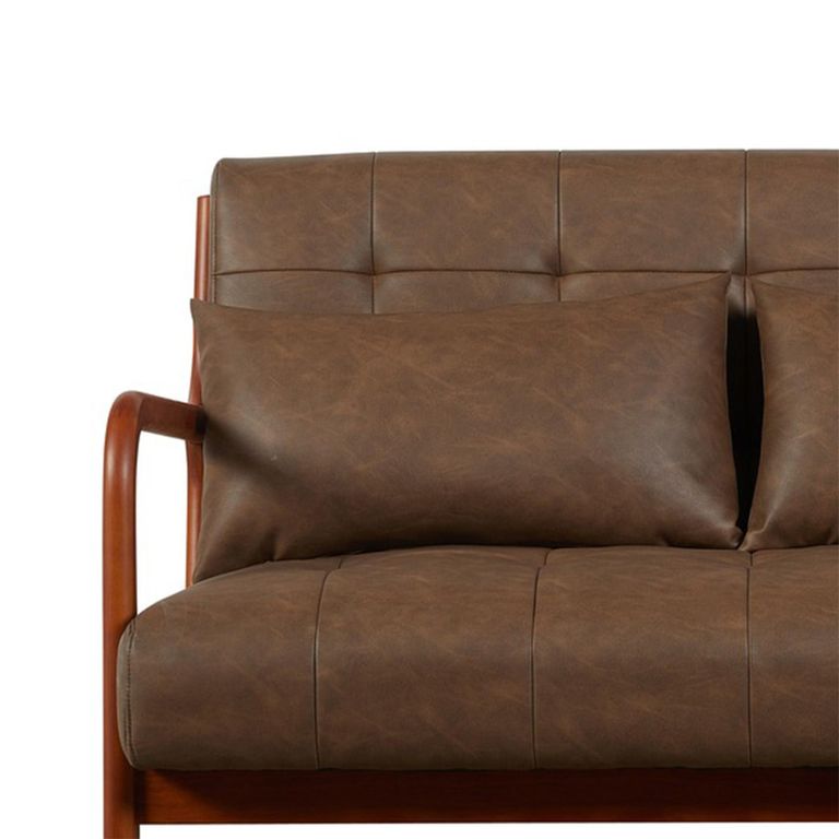 Juniper Sofa - 2 Seater - Brown - Faux Leather and Wood