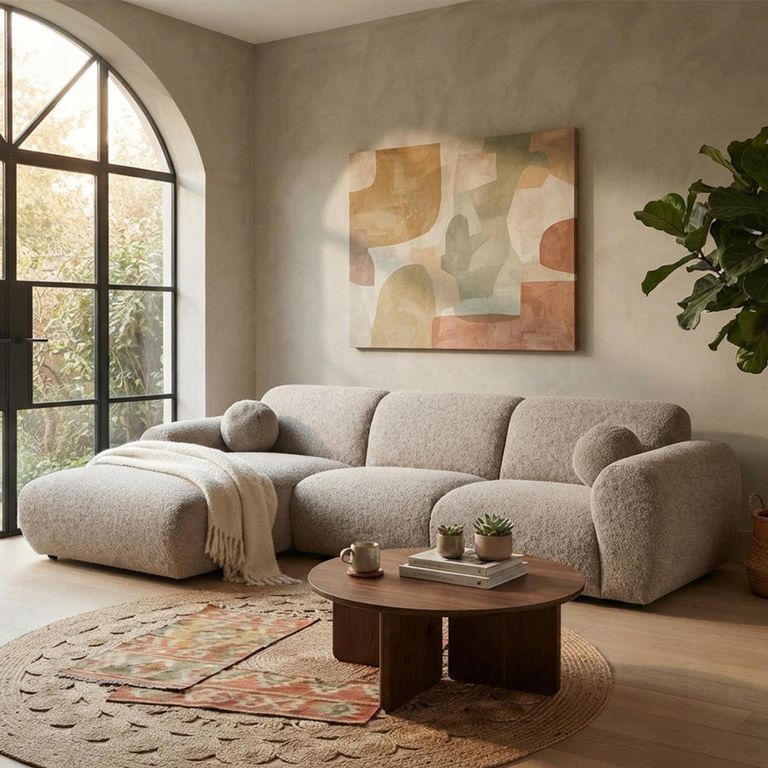 Clyde Corner Lounge Sofa - with Chaise - LHF - Stone Grey - Fabric