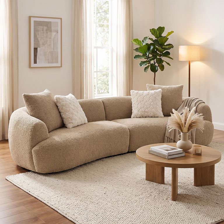 Dali Curved Modular Sofa - 3 Seater - Beige - Fabric