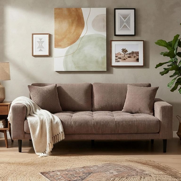 Lido Sofa - 2.5 Seater - Corduroy Style - Brown - Fabric
