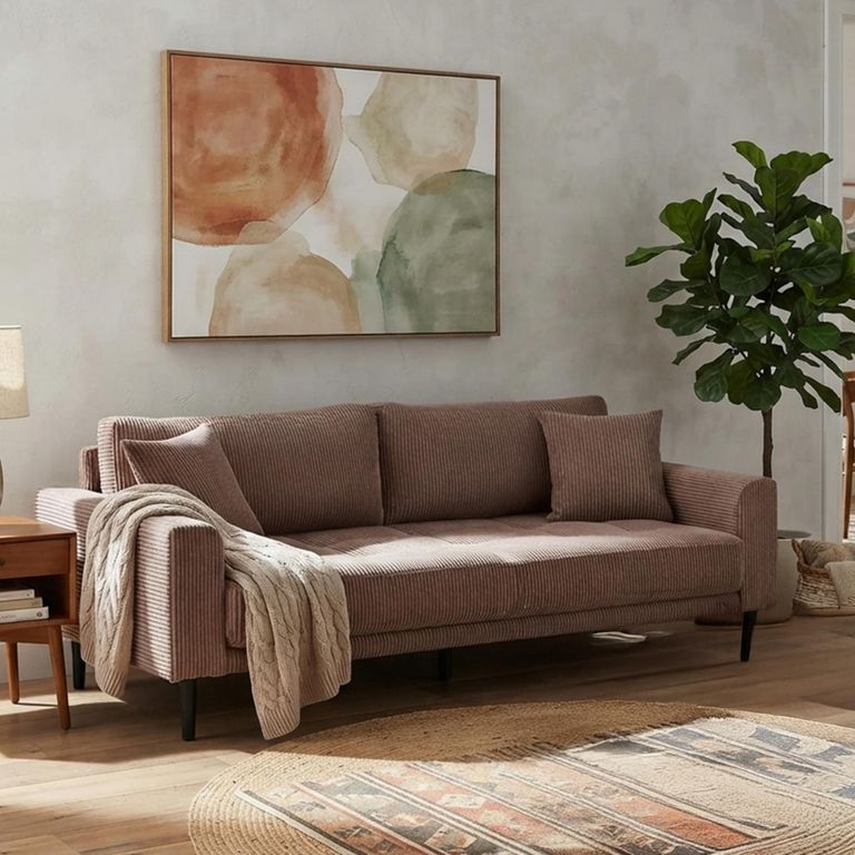 Lido Sofa - 3 Seater - Corduroy Style - Brown - Fabric