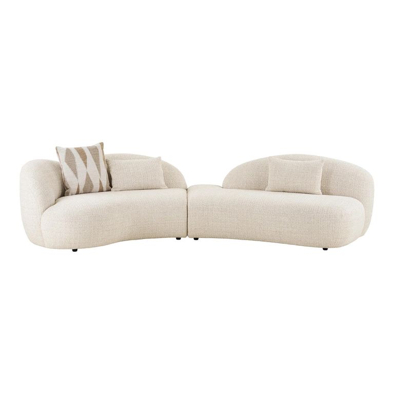 Amol Curved Modular Sofa - 3 Seater - Cream - Fabric