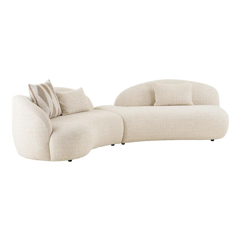 Amol Curved Modular Sofa - 3 Seater - Cream - Fabric