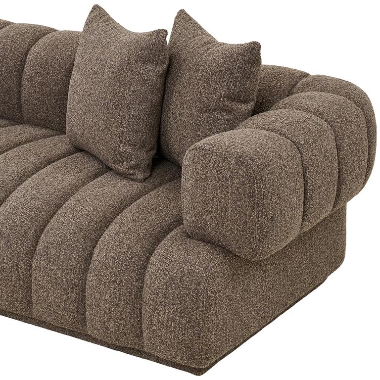 Aurora Corner Lounge Sofa - with Chaise - Channel-Tufted - LHF - Brown - Fabric