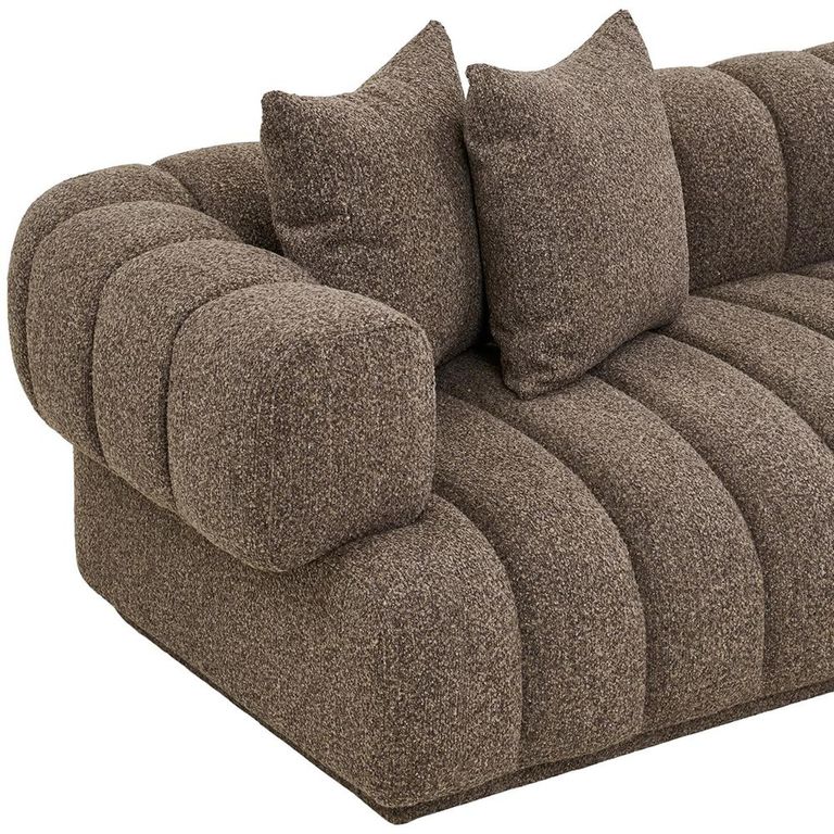 Aurora Corner Lounge Sofa - with Chaise - Channel-Tufted - RHF - Brown - Fabric