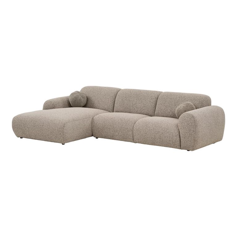 Clyde Corner Lounge Sofa - with Chaise - LHF - Stone Grey - Fabric