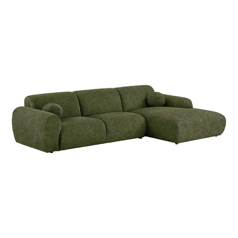 Clyde Corner Lounge Sofa - with Chaise - RHF - Olive Green - Fabric