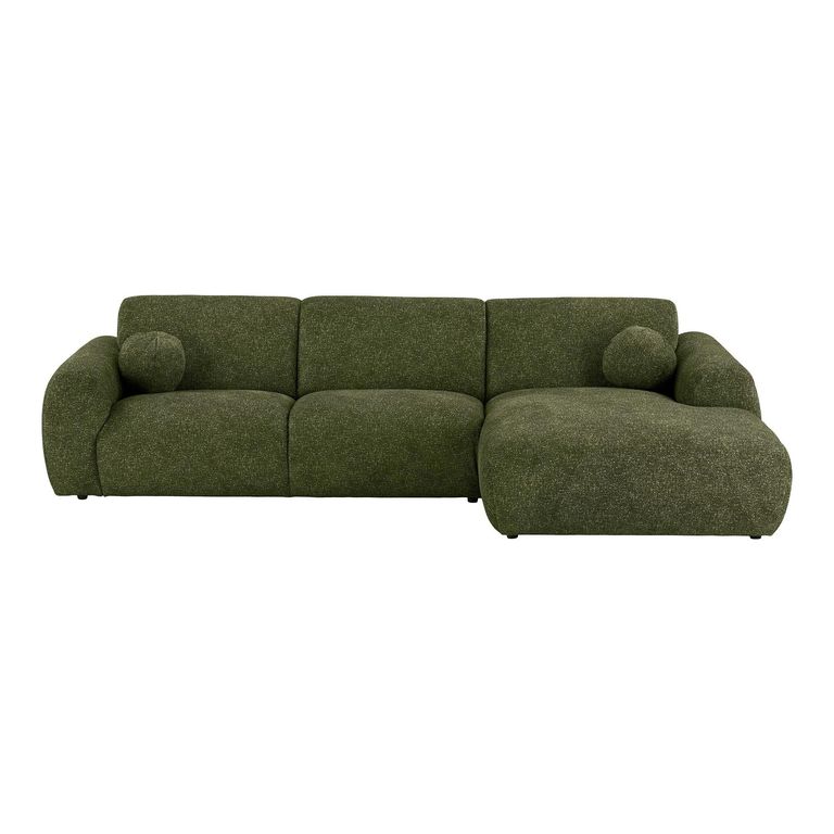 Clyde Corner Lounge Sofa - with Chaise - RHF - Olive Green - Fabric