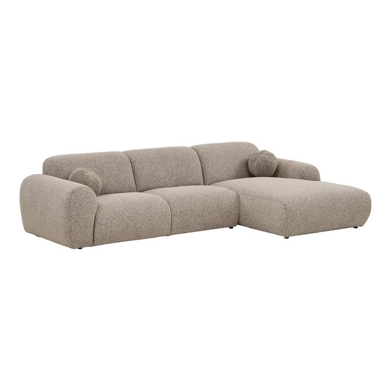 Clyde Corner Lounge Sofa - with Chaise - RHF - Stone Grey - Fabric