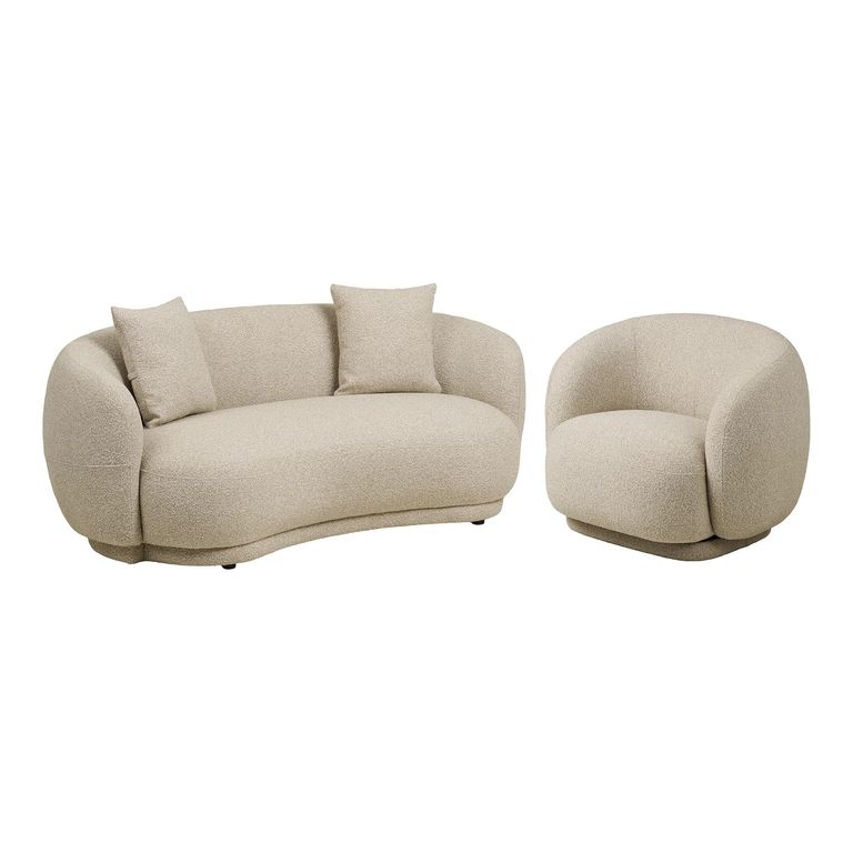 Hawkes Sofa Suite - 2+1 Seater - Curved Back - Cream - Fabric